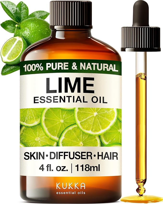 Kukka Lime Essential Oil for Skin - 4 Fl Oz - 100% Pure Natural Lime Oil for Diffuser, Hair, Candles & Soap Making Scent DIY-Ruum Studio Home