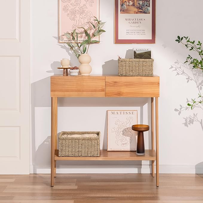 StorageWorks Wicker Storage Baskets, Large and Small Baskets, Handwoven Seagrass Basket for Organizing, Decorative Organizers with Built-in Handles, Set of 2-Ruum Studio Home