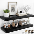 RICHFOCUS 36Inch Floating Shelves for Wall 2 Pack Shelves for Bedroom|Kitchen|Bathroom Wall Mounted Rustic Wood Floating Shelf with Invisible Brackets for Books|Storage|Decor, Black-Ruum Studio Home