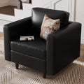 Faux Leather Oversized Accent Chair with Storage Deep Seat Single Sofa Large Reading Armchair for Living Room Bedroom Office Black-Ruum Studio Home
