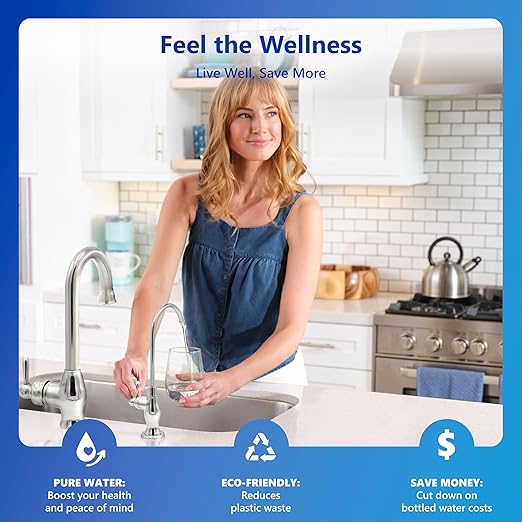 Express Water RO5DX Reverse Osmosis Filtration NSF Certified 5 Stage RO System with Faucet and Tank – Under Sink Water Plus 4 Filters – 50 GPD, 14 x 17 x 5, White-Ruum Studio Home