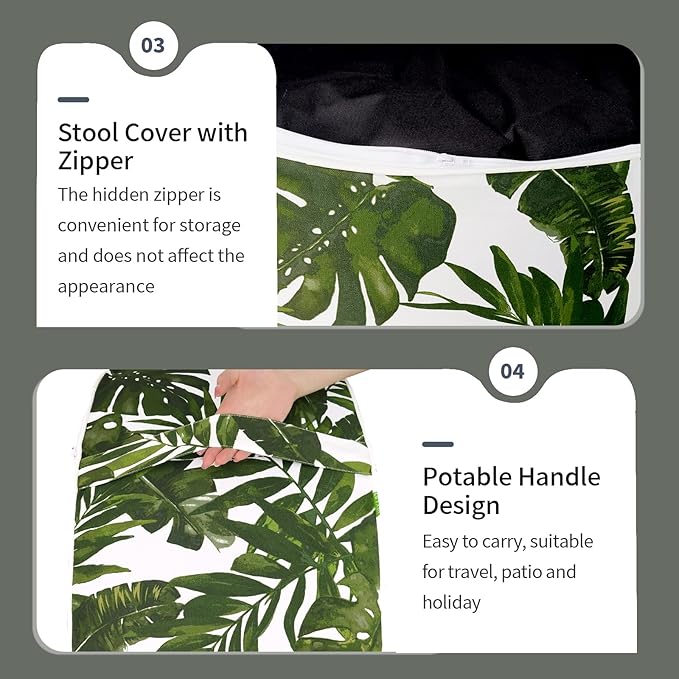 Inflatable Ottoman Stool D21 xH9 for Outdoor/Indoor Use, Water Repellent Patio Foot Rest Stool with Portable Handle,Round Pouf Ottoman Suitable for Garden,Deck and Camping - Palm Green-Ruum Studio Home