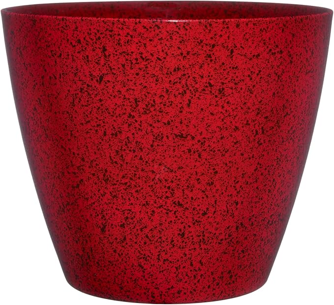 Classic Home and Garden Vogue Planter Pots w/Pottery Quality Finish - Modern Indoor & Outdoor Flower Pots - UV-Resistant Porch Planters - Decorative Pot for Flowers & Herbs (8” Lava Red)-Ruum Studio Home