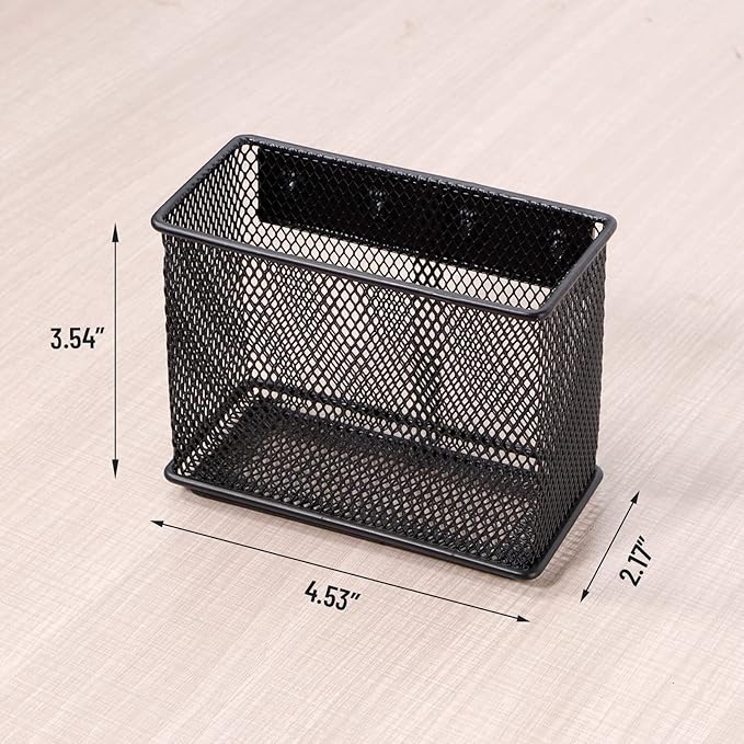 4.5'' × 2.2'' × 3.5'' Magnetic Basket for Whiteboard Black Magnetic Basket for fridge, Magnetic Locker Organizer Holder with 4 Strong Magnets, Magnetic Holder for Refrigerator Locker,-Ruum Studio Home