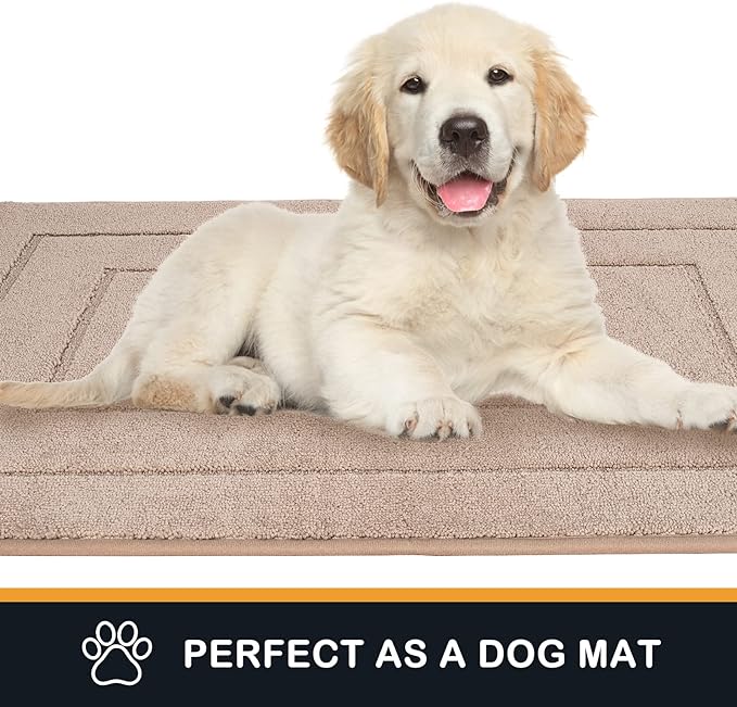 PURRUGS Dirt Trapping Door Mat 20" x 31.5", Non-Slip/Skid Machine Washable Entryway Rug, Dog Doormat, Super Absorbent Welcome Mat for Muddy Wet Shoes and Paws, Beige-Ruum Studio Home
