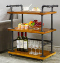 Industrial Pipe Bar Carts/Serving Carts/Kitchen Carts/Wine Rack Carts on Wheels with Shelves - Wood Rolling Carts - Wine Tea Liquor Shelves/Holder - Home Furniture-Ruum Studio Home