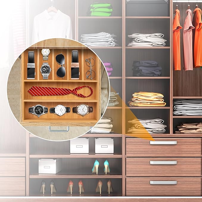 Bellsal Bamboo Silverware Drawer Organizer, Kitchen Utensil Drawer Organizers, 12"x15.7" Utensils Holder Cutlery Tray with Grooved Drawer Dividers for Kitchen Flatware Bedroom Office(7 Slot, Natural)-Ruum Studio Home