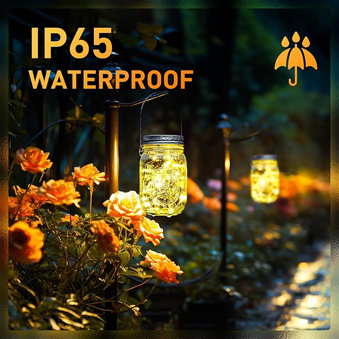 GIGALUMI Solar Mason Jar Lights, 12 Pack 30 Led String Fairy Lights Garden Lights Outdoor Waterproof Metal Lid Hanging Solar Lanterns for Outdoor, Garden, Patio, Lawn, Balcony Decoration-Ruum Studio Home