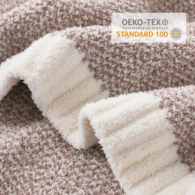 Snuggle Sac Heather Taupe Throw Blanket for Couch, Reversible Super Soft Knitted Blankets Warm Cozy Knit Fuzzy Plush Lightweight Throws for Sofa, Bed, Camping, Picnic, Taupe, 50x60 inches-Ruum Studio Home