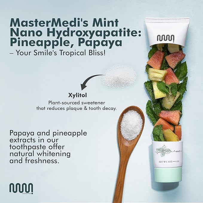 MasterMedi Nano Hydroxyapatite Toothpaste – Fluoride Free, SLS Free, for Sensitive Teeth, Whitening, Enamel Remineralization, Magic Mint, Dentist Recommended, 4 oz (Pack of 1)-Ruum Studio Home