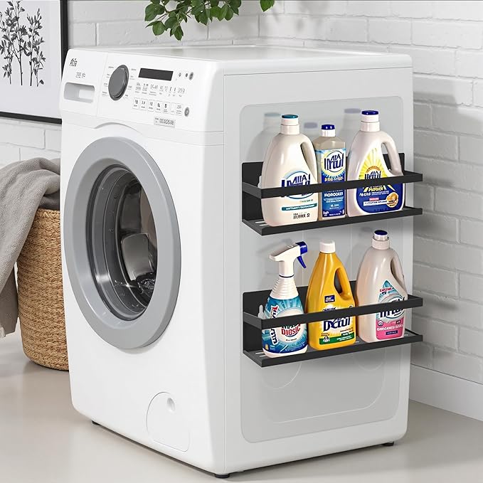 Magnetic Spice Rack Organizer for Fridge Seasoning Organizer for Kitchen Storage With Screw Magnetic Shelf for Oven, RV,Garage,Bathroom(Black, 4pack)-Ruum Studio Home