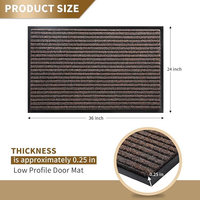 Yimobra Front Door Mat Outdoor Indoor Entrance, 100% Waterproof All-Season All Weather Doormat, Welcome Matt Outside Entry, Non Slip, Low Profile, Heavy Duty Patio Porch Floor Mats,36 x 24-Ruum Studio Home
