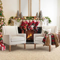 COLAMY Modern Wingback Living Room Chair Set of 2, Upholstered Fabric Accent Armchair, Single Sofa Chair with Lounge Seat and Wood Legs for Bedroom/Office/Reading Spaces, Beige-Ruum Studio Home