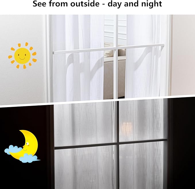 MYSKY HOME White Curtains 84 Inch Length for Living Room, Semi Sheer Cotton Blend Soft Touch Light Filtering Drapes for Doorways Sliding Glass Door 1 Panel, 100" Wide per Panel, White-Ruum Studio Home