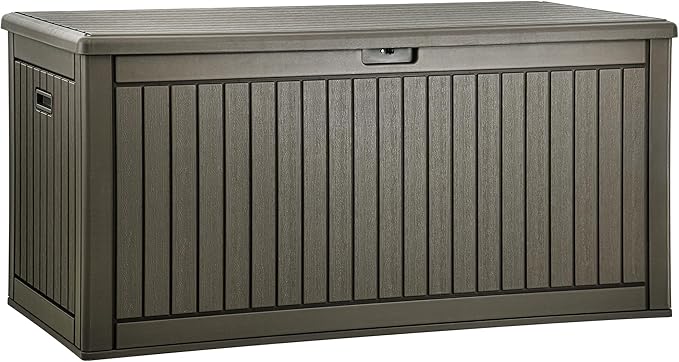 YITAHOME 260 Gallon Extra Large Deck Box, Double-Wall Resin Outdoor Storage Box with Flexible Divider for Patio Cushions Garden Tools, 1000lbs Load Capacity, Lockable & Waterproof (Light Brown)-Ruum Studio Home