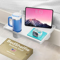 BedShelfie Bedside Shelf for Bunk Bed & Top Bunk, College Dorm Room Essentials, Clip On Nightstand, Bed Side Table Tray Organizer - Cup Holder, White-Ruum Studio Home