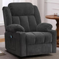 Rocker Swivel Recliner Chair for Adults, Overstuffed Large Manual Recliner Glider with Massage and Heat, Comfy Soft Fabric Living Room Reclining Sofa Chair (Black Fabric)-Ruum Studio Home