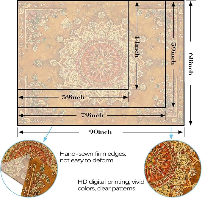 Lunerfex Floral Mandala Tapestry Boho Tapestry for Bedroom Brown Tapestries Wall Hanging Living Room Wall Art and Home Decor 70x90-Ruum Studio Home