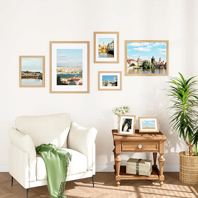 IBUYKE 18x24 Picture Frame,Solid Oak Wood 18x24 Photo Frame with Mat to 16x20,18x24 Picture Frames With Tempered Glass,Wall Mount Display,Home Decor,Natural Oak 24 x 18 Frame,UWPF1824N-Ruum Studio Home