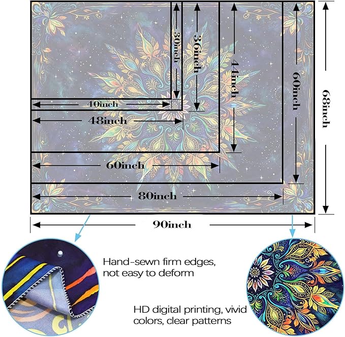 Fowocu Boho Floral Mandala Tapestry for Bedroom Aesthetic Blue Bohemian Colorful Flower Wall Tapestry Purple Hippie Indian Small Tapestries Wall Hanging for Living Room Dorm Decor 40 x 30 Inch-Ruum Studio Home