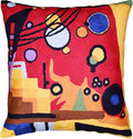 Kandinsky Contemporary Throw Pillow Cover - Heavy Red Space Modern Cushion | Abstract Throw Pillows | Contemporary Pillow | Abstract Chair Cushions | Hand Embroidered Cushion | Wool Size 18x18-Ruum Studio Home