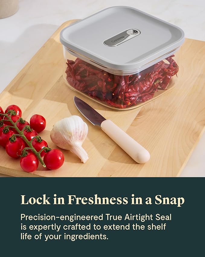 Caraway 1qt Glass Airtight Food Storage Container with Lid – Non-Toxic, BPA-Free Kitchen Storage Container – Stackable, Space-Saving Airtight Container for Dry Goods and More - Mist-Ruum Studio Home