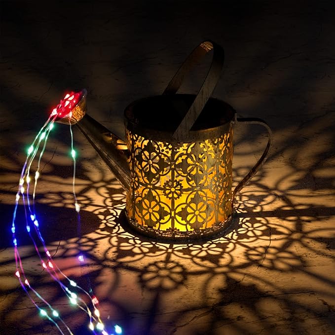 Merear Solar Watering Can Lights Outdoor with 8 Multi-Color Changing Modes, IP65 Waterproof Landscape Light Garden Decor, One Pole Two Lights Outside Decorations for Lawn, Backyard, Patio, Chrismas-Ruum Studio Home