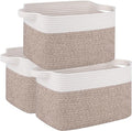 OIAHOMY 3 Pack Storage Baskets for Organizing, 13''X9.85''X8.7'' Storage Bins,Woven Basket with Handles, Toy Storage Bin,Stylish Room Decor Basket, white & Brown variegated-Ruum Studio Home