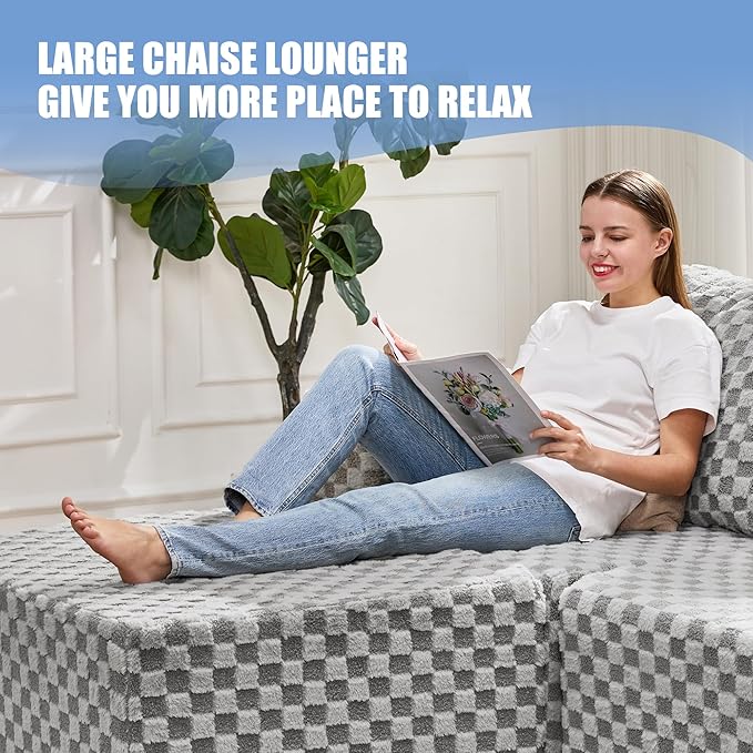 Hobestluk Modular Sectional Sofa 3 Seater Modular Sofa Couch (Plush Grey, Loveseat with Chaise)-Ruum Studio Home