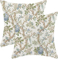 CXMEIFLY Chinoiserie Spring Pillow Covers 18 x 18 Inch Set of 2 for Blue Sage Green Vintage Flowers Bird Decor Throw Pillows Plant Farmhouse Outdoor Decorative Cushion Cases for Couch Bed Decorations-Ruum Studio Home