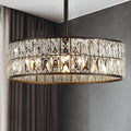 16” 4-Light Modern Crystal Chandeliers Black Dinning Room Light Fixture with Two Rods, Round Pendant Light Kitchen Island Chandelier, Flush Mount Ceiling Light for Living Room Entryway-Ruum Studio Home