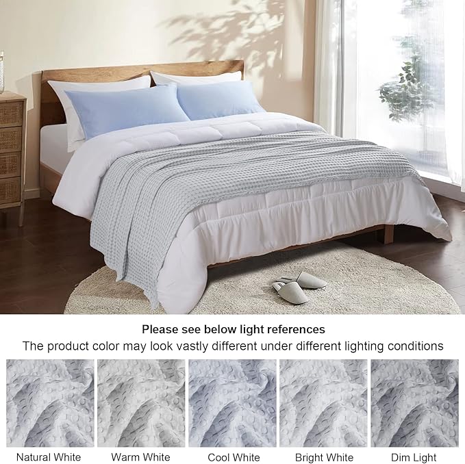 PHF Cooling Waffle Blanket Twin Size, Lightweight 60% Rayon Derived from Bamboo & 40% Cotton Breathable Blanket for Hot Sleepers, Ultra Soft and Luxury for Bed Couch and Sofa, 66"x90", Grey-Ruum Studio Home