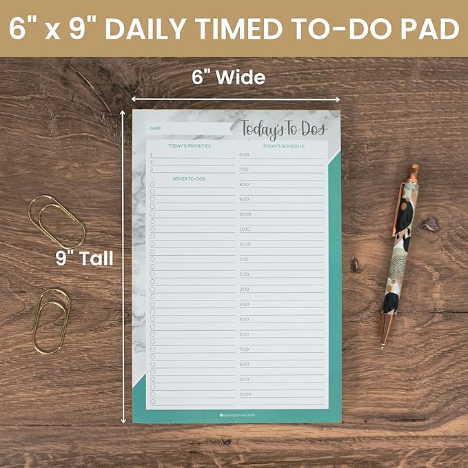 bloom daily planners Undated Daily Timed to-Do List Pad - Tear Off Planning Sheets - 6" x 9" - Color Blocking Marble-Ruum Studio Home