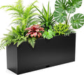 KOL Galvanized Steel Rectangular Planter Box, (16''H.x12''W.x36''L) Large Planters for Indoor Outdoor Plants,Black Powder Coated Metal Planter, Heavy Duty Modern Flower Pot, Commercial & Residential-Ruum Studio Home