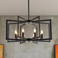 Modern Farmhouse Black Chandeliers for Dining Room, 8-Light Industrial Metal Chandeliers Geometric Pendant Lights Kitchen Island for Entryway Stairway Foyer Hallway-Ruum Studio Home