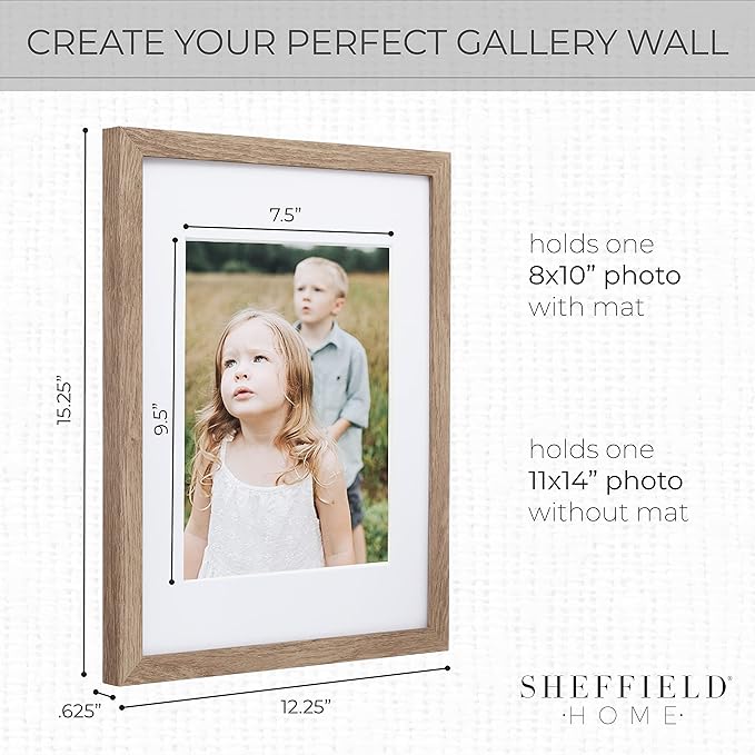 Sheffield Home 9 Piece Gallery Wall Frame Set, 11x14 Inch, Light Natural-Ruum Studio Home