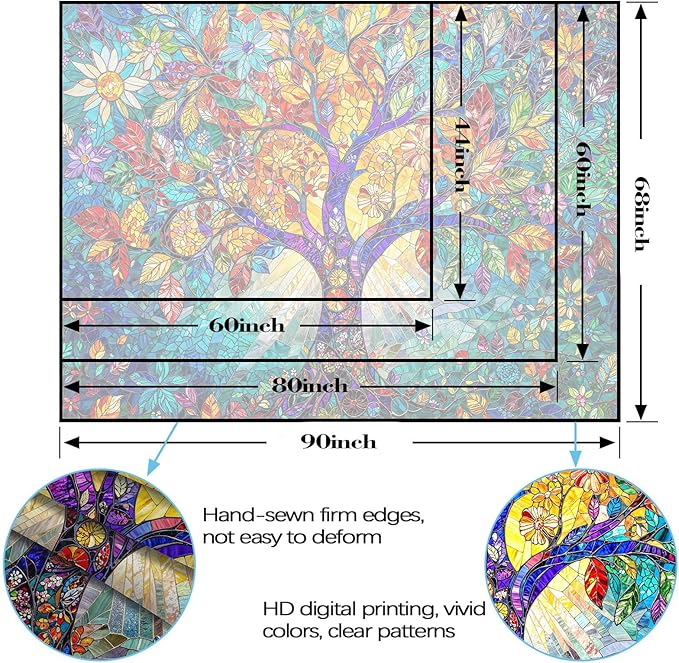 Lunerfex Tree of Life Tapestry Stained Glass Tapestry Wall Decor Tapestries for Bedroom Art Tapestries Wall Hanging for Bedroom Living Room Glass-Tree-02 60"x80"-Ruum Studio Home