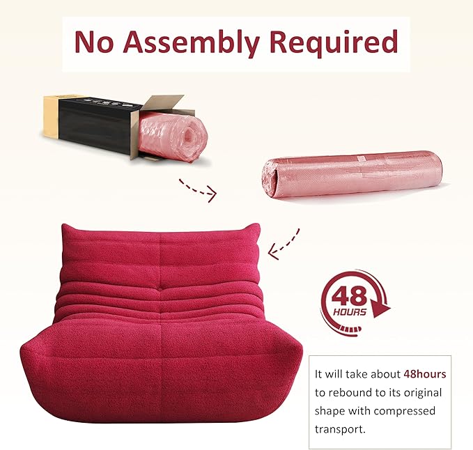 Bean Bag Chair, Oversized Bean Bag Chair for Living Room, Fireside Chair for Adults with Memory Foam Filled, Big Accent Sofa Lounge Floor Sofa for Gaming, Reading, No Assembly Required. (Burgundy)-Ruum Studio Home