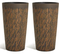 Worth Garden 22.5" H. Plastic Planters - Set of 2 Vintage Brown Tall Conical Plant Pots for Indoor Outdoor Use - Decorative Lightweight Flower Pots for Front Porch, Patio, Deck - 12.5" Dia x 22.5" H-Ruum Studio Home