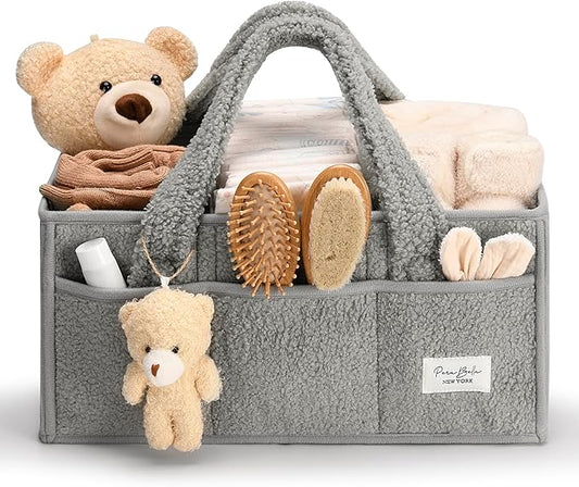 PeraBella Baby Diaper Caddy Organizer with Handle, Boy & Girl Shower Gift Basket, Portable Diaper Storage Basket Bin for Wipes, Newborn Baby Essentials Registry Search Must Haves, Car Caddy Organizer-Ruum Studio Home