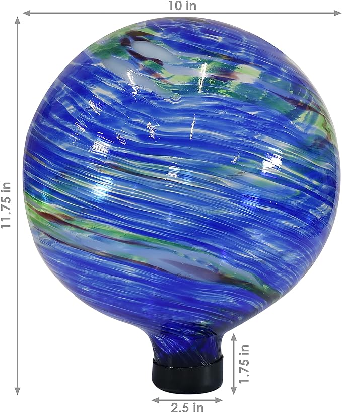 Sunnydaze 10-Inch Gazing Ball for Garden - Glass Gazing Globe for Outside - Garden Orb Yard Decor - Northern Lights - Set of 2-Ruum Studio Home