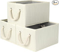 StorageWorks Storage Baskets for Shelves, Foldable Fabric Closet Storage Bins with Handles, Fabric Storage Bins Clothes Organizer, Beige, White & Ivory, 3-Pack, Small-Ruum Studio Home