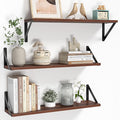Heimlove Floating Shelves for Wall, 24 Inch Long Wood Floating Shelves Set of 3, Wall Mounted Hanging Shelf for Bathroom Bedroom Kitchen, Walnut-Ruum Studio Home