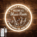Live Music Neon Sign for Music Studio, Guitar LED Light Up Signs for Wall Decor, 3D Art Dimmable Neon Light USB for Bedroom Game Room Man Cave Party Aesthetics Decor, 12x12 Inch-Ruum Studio Home