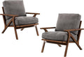 chairus Mid Century Accent Armchairs Modern Upholstered Lounge Chair Compfy Leisure Arm Chair for Living Room Fireplace/Bedroom/Reception/Dorms, Set of 2, Denim Fabric Grey-Ruum Studio Home