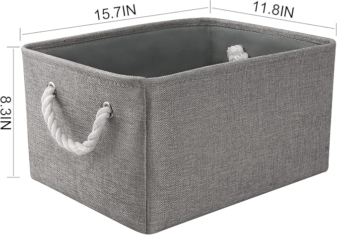 TheWarmHome Large Storage Bins Basket, 2 Pack Grey Fabric Storage Cubes for Changing Table Nursery Livingroom Kidsroom Playroom Toy, Collapsible Storage Baskets for organizing Shelves Closet-Ruum Studio Home