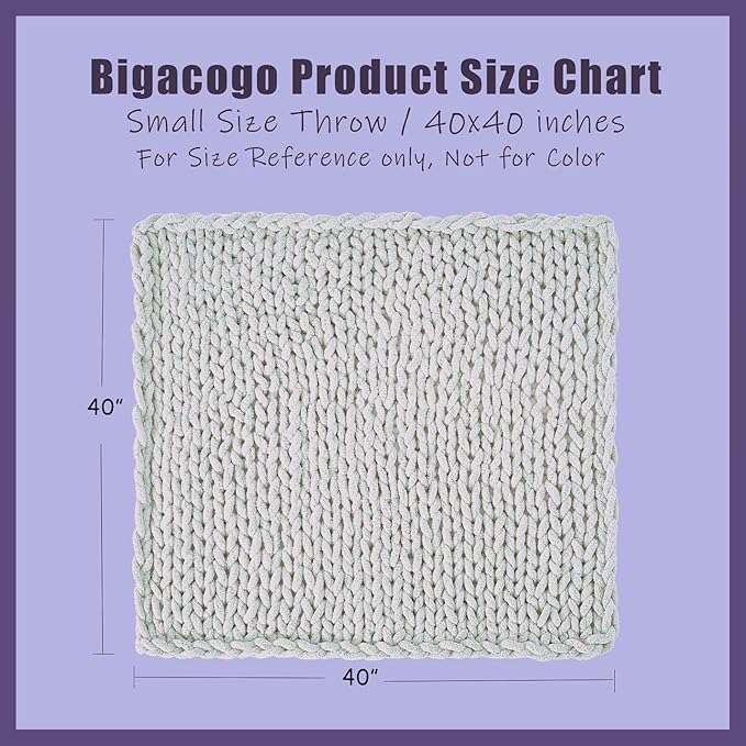 Bigacogo Chunky Knit Throw Blanket for Couch, 40x40 inches, 100% Hand Knitted with Thick Jumbo Chenille Yarn, Cozy Soft Large Rope Knot Cable Crochet Blankets for Sofa Bed Living Room, Goldenrod-Ruum Studio Home