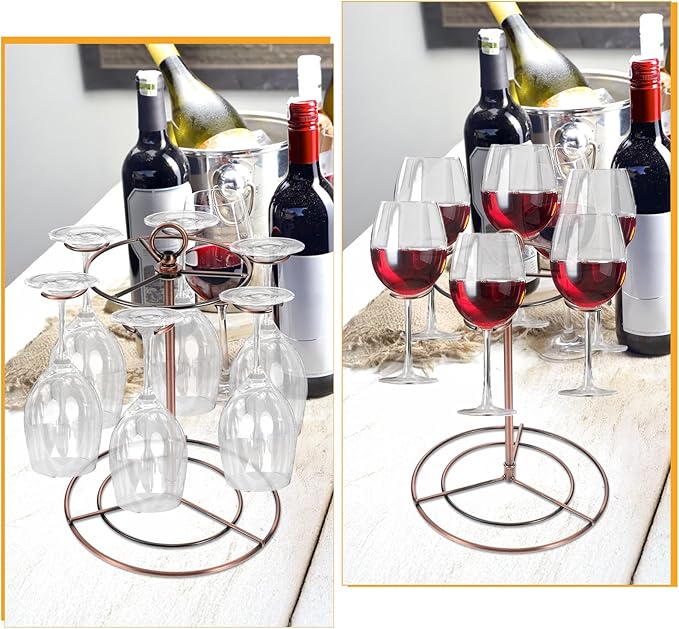 Black Metal Countertop Wine Glass Holder with Scrollwork Design, Freestanding Tabletop Stemware Storage Rack with 12 Hooks-Ruum Studio Home