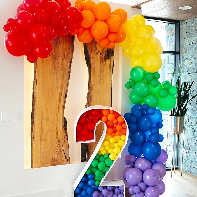 134pcs Rainbow Balloon Arch Kit Different Sizes 18" 12" 10" 5" Assorted Color Latex Balloon Garland Arch Kit for Birthday Baby Shower Graduation Wedding Gender Reveal Party Decorations-Ruum Studio Home