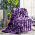 Cozy Bliss Faux Fur Throw Blanket for Couch, Fuzzy Soft Plush Thick Bubble Blanket for Sofa Bedroom Living Room, 50 * 60 Inches Tie-dye Purple-Ruum Studio Home